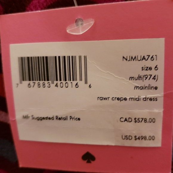 Kate Spade BNWOT Rawr Crepe midi dress - Picture 6 of 10